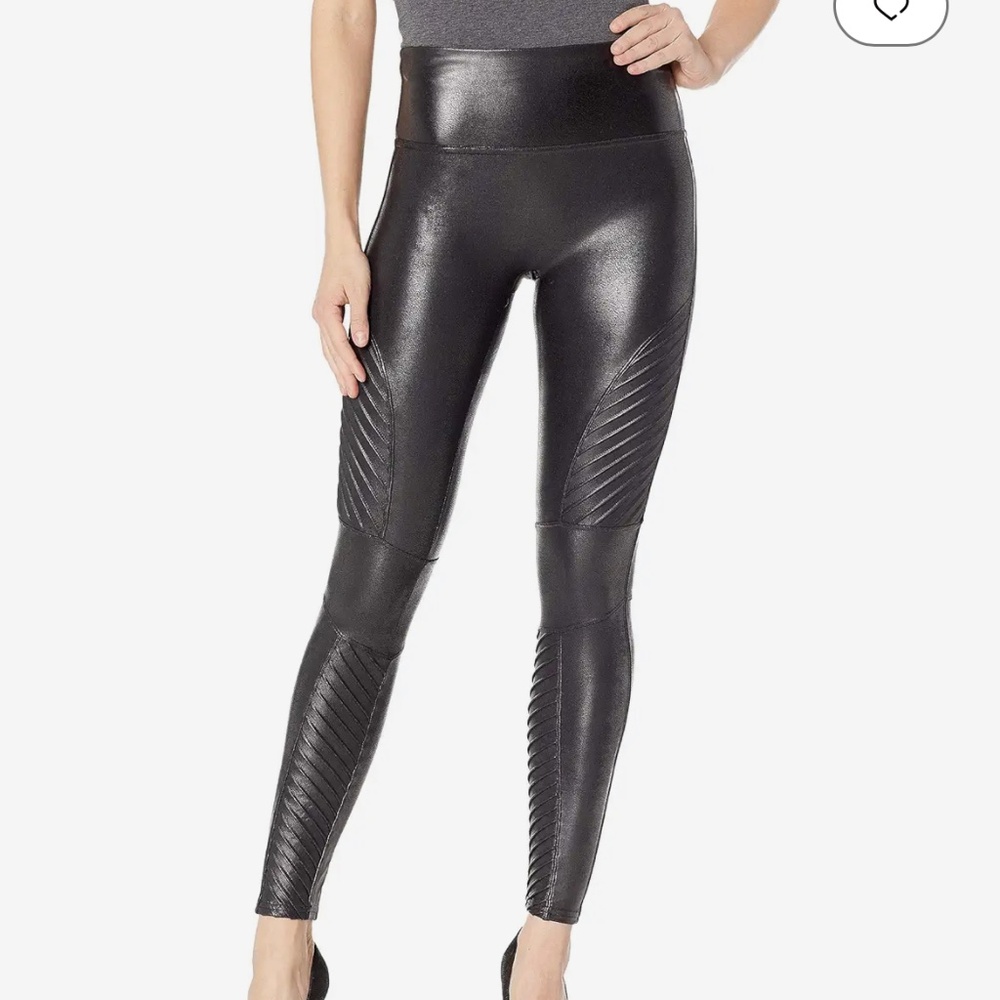Spanx Faux Leather Moto Leggings  sz small